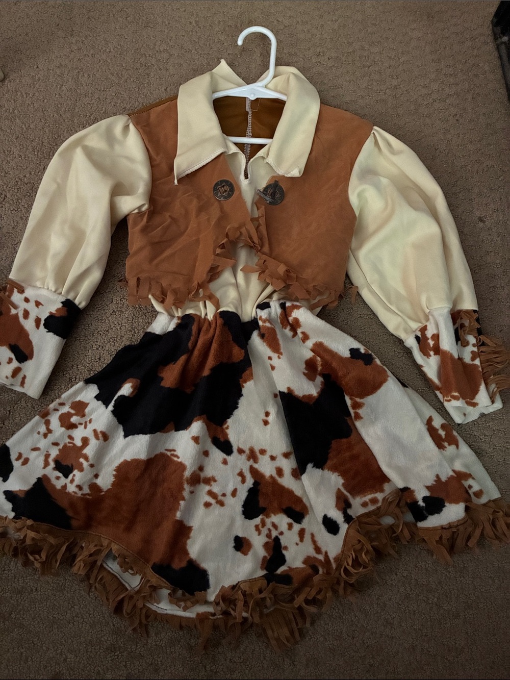 Rubie's Cowgirl Dress Costume in Brown, Cream & Black